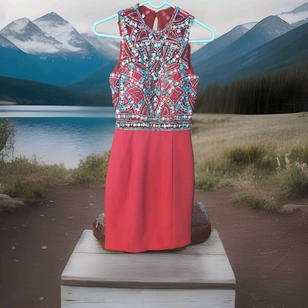 Splash Evening-Cocktail Homecoming Jeweled Red Open Back Miniβ Dress size 0